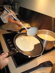 Pouring dough