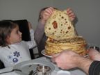 Pancake is almost bigger than Hanne